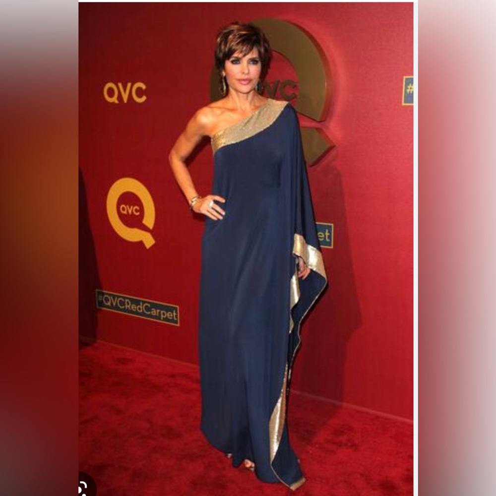 Lisa Rinna Collection sequin trimmed one-shoulder evening gown